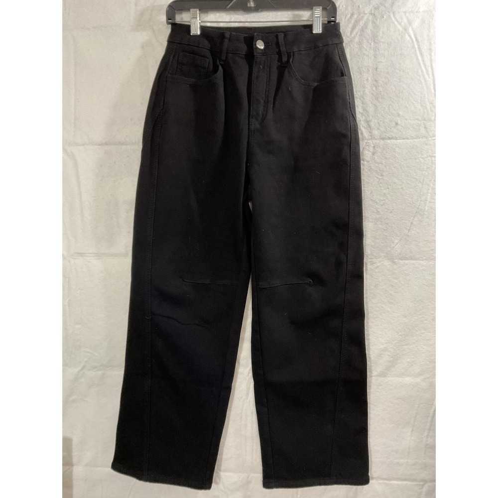 EMMIOL Jeans Womens M Black High Rise Straight Fleece‎ Lined Warm Denim